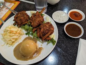 Fried chicken dinner! at Chef Kenny's Asian Vegan Cuisine in Las Vegas