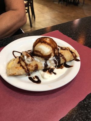 Banana pancake with ice cream  at Chef Kenny's Asian Vegan Cuisine in Las Vegas