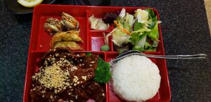 Spicy crispy beef bento at Chef Kenny's Asian Vegan Cuisine in Las Vegas