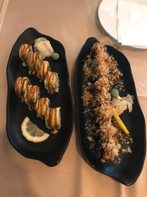 (Left) Hawaiian Roll (right) crunch roll at Chef Kenny's Asian Vegan Cuisine in Las Vegas