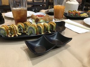 Hawaii roll and Sexy roll and Thai tea at Chef Kenny's Asian Vegan Cuisine in Las Vegas