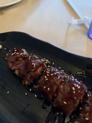 New appetizer: Medium rare vegan steak roll. at Chef Kenny's Asian Vegan Cuisine in Las Vegas