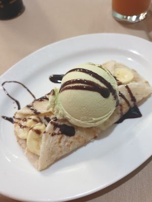 Crêpe with green tea ice cream at Chef Kenny's Asian Vegan Cuisine in Las Vegas