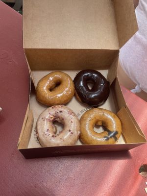 Miso Honey, Chocolate with Black Salt, Rose Petal, and another I forgot!  at Holey Grail Donuts - Food Truck in Hanalei