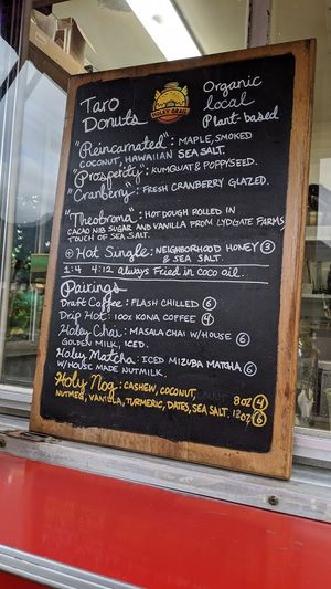 Menu changes according to the season at Holey Grail Donuts - Food Truck in Hanalei