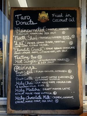 Current Menu 2/5/20 at Holey Grail Donuts - Food Truck in Hanalei