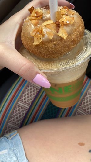 reincarnated with a latte  at Holey Grail Donuts - Food Truck in Hanalei