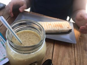 Smoothie and tofu panini at Just Begreen in Mallorca