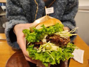 Teriyaki burger at Veggy Way in Sapporo