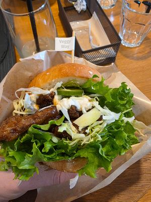 Teriyaki burger, it's the best at Veggy Way in Sapporo