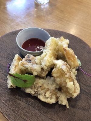 French fries were dipped in breading to make them extra crunchy. I have never had them like this before! at Veggy Way in Sapporo