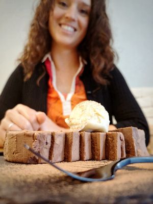 Chocolate cake and vegan ice cream at Veggy Way in Sapporo