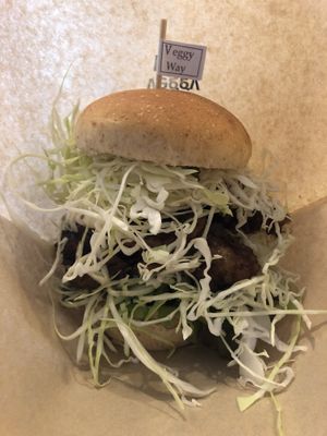 The burger was soooo tasty! at Veggy Way in Sapporo