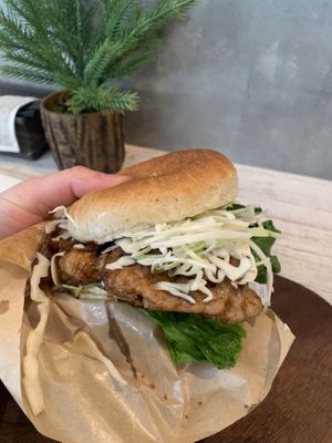 Inside filling of the burger at Veggy Way in Sapporo