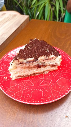 Cake with coconut and coffee at Vegan House in Antalya