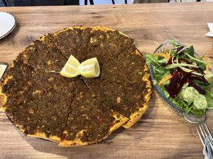 Soya pizza (vegan lahmacun)   at Vegan House in Antalya