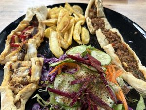 2 kinds of pide in one order.   at Vegan House in Antalya