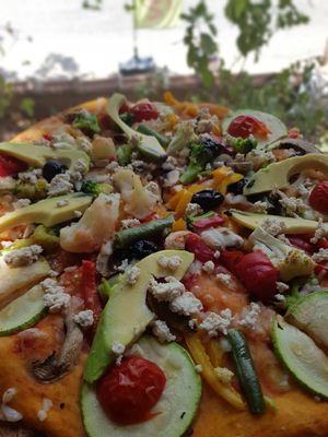 Vega pizza at Vegan House in Antalya