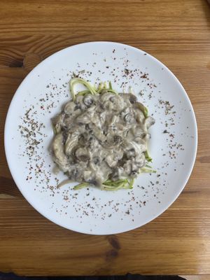 Raw zucchini spaghetti at Vegan House in Antalya