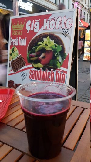 Pom juice at Mr. CigKofte in Bucharest