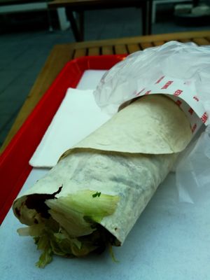A bad pic of a great wrap! at Mr. CigKofte in Bucharest