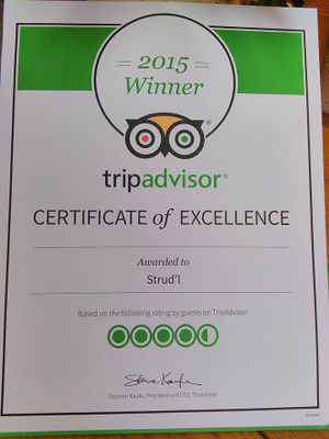 Trip Advisor certificate of excellence at Gostilnica Štrud'l in Bohinjska Bistrica
