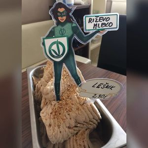Vegan hazelnut ice cream made with rice mylk. at Kavarna in slaščičarna Nabucco in Gornja Radgona