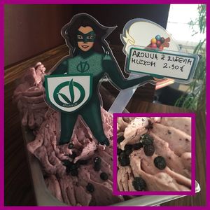 Vegan aronia ice cream made with rice mylk. at Kavarna in slaščičarna Nabucco in Gornja Radgona