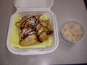 Fried oreos and ice cream at Amber's Smoked Vegan in Las Vegas
