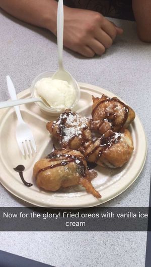 Fried Vegan Oreo's with Vanilla Ice cream at Amber's Smoked Vegan in Las Vegas