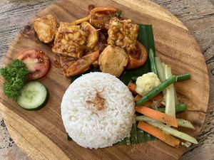 Sweet and sour tempe  at Tropical Juice Corner in Lembongan