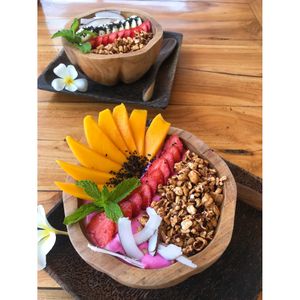 Beautiful and delicious smoothie bowls made with coconut cream in stead of milk and yogurt — ask for vegan options! at Tropical Juice Corner in Lembongan