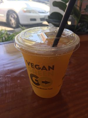 A small turmeric lemonade. at Vegan GreenGO in Santa Barbara