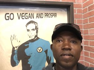 Me and the Star Trek Guy at Vegan GreenGO in Santa Barbara