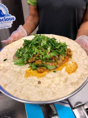 Burrito before being wrapped.  at Vegan GreenGO in Santa Barbara