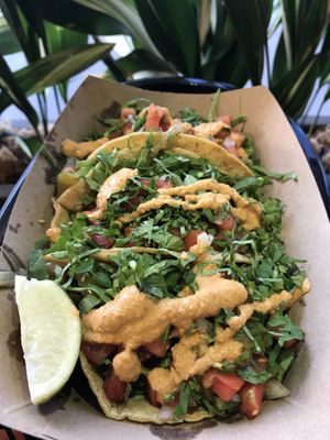 Three Tacos 😍😍😍  at Vegan GreenGO in Santa Barbara