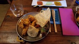 Appetizers. The mains disappeared before we could take pictures! at Mayura in Barcelona