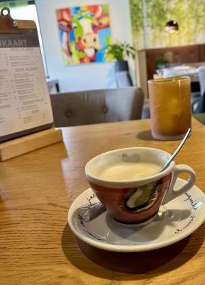 Cappuccino met sojamelk  at Vlint 21 in Borger