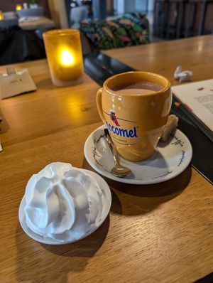 Vegan warme choco met slagroom at Vlint 21 in Borger