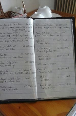 Menu at Chay Con Dao Healthy in Con Dao