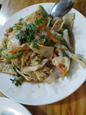 Stir-fried vegetables and tofu (a little too greasy for me) 60k vnd at Chay Con Dao Healthy in Con Dao