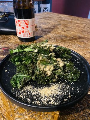 Crispy Kale covered in tasty crack dust  at Greenhouse Canteen & Bar in South Brisbane