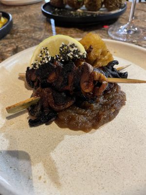 BBQ mushroom skewers   at Greenhouse Canteen & Bar in South Brisbane