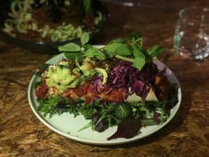 Vegan enchilada at Greenhouse Canteen & Bar in South Brisbane