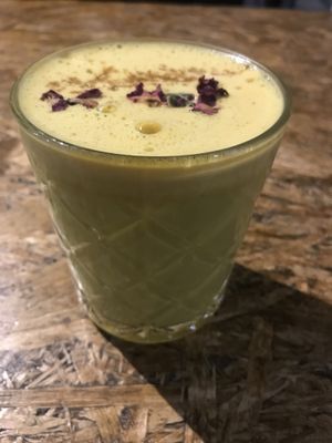Coconut milk turmeric latte  at Greenhouse Canteen & Bar in South Brisbane