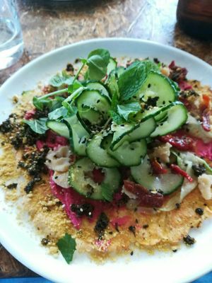 Chickpea flatbread at Greenhouse Canteen & Bar in South Brisbane