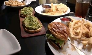 Avocado Toast, Portabella Mushroom Burger, Fries at Houlihan's in Schererville