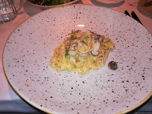 corn pasta with mushrooms at Gostilna Krištof in Kranj