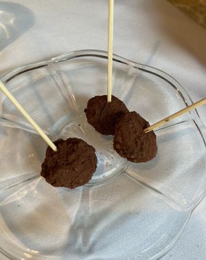 Vegan homemade cacao truffles at Gostilna Krištof in Kranj