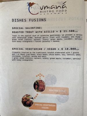 Menu page 3 of 9, February 2020 at Cumana Bistro Food in Salento